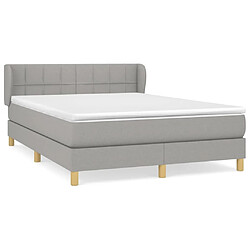 vidaXL Sommier à lattes de lit avec matelas Gris clair 140x200cm Tissu