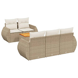 Maison Chic Salon de jardin avec coussins 6 pcs, Ensemble Tables et chaises de jardin, beige résine tressée -GKD533593