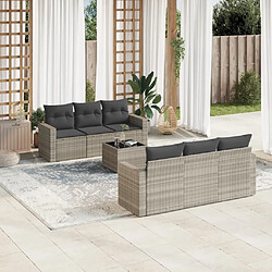 vidaXL Salon de jardin avec coussins 7 pcs gris clair résine tressée 