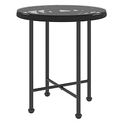 vidaXL Table de salle à manger Noir Ø50 cm Verre trempé et acier