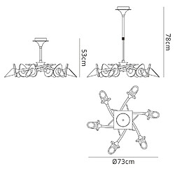 Luminaire Center Suspension Flavia Convertible Semi Plafonnier télescopique rond 6 Ampoules G9, chrome poli