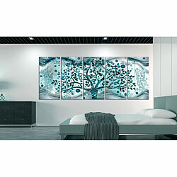 Paris Prix Tableau Imprimé 5 Panneaux Tree & Waves Blue 80 x 200 cm