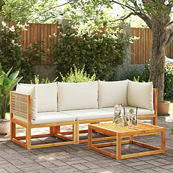 vidaXL Salon de jardin avec coussins 3 pcs bois massif d'acacia