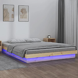 Maison Chic Cadre/structure de lit à LED pour adulte - Lit Moderne Chambre 120x190 cm petit double bois massif -MN52809