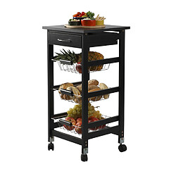 Urban Living Desserte à roulettes avec 1 tiroirs et 3 paniers - H. 76 cm - Noir