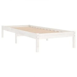 Maison Chic Lit Moderne Chambre - Cadre/structure de lit pour adulte Blanc Bois massif 100x200 cm -MN64620 pas cher