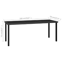 vidaXL Table à dîner de jardin Noir 180x70x73 cm Résine tressée pas cher