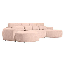 Bestmobilier Mahina - canapé panoramique en U 7 places - convertible avec coffre - en tissu bouclette Mahina - canapé panoramique en U 7 places - convertible avec coffre - en tissu bouclette - Rose