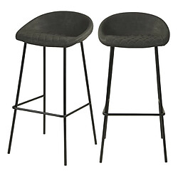 Rendez Vous Deco Chaise de bar Camini gris foncé 75 cm (lot de 2) 