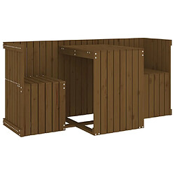 vidaXL Set de balcon 2 places marron miel bois de pin massif