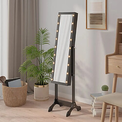 vidaXL Miroir sur pied blanc avec LED noir 34x37x146 cm 