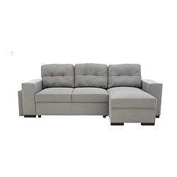 Canapé d'angle convertible réversible 3 places JAMES - L 245 x H 91 x P 139 cm - Coffre et 2 poufs Gris