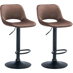 Non Lot de 2 tabourets de bar Camden velours noir pas cher