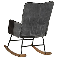 Acheter Maison Chic Chaise à bascule | Fauteuil Relax, design moderne Noir Cuir véritable et toile -GKD36081