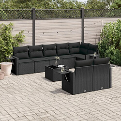 Maison Chic Ensemble Tables et chaises d'extérieur 9 pcs avec coussins,Salon de jardin noir résine tressée -GKD515596