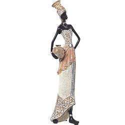 Figurine Décorative Alexandra House Living Blanc Doré Plastique Africaine 12 x 14 x 45 cm