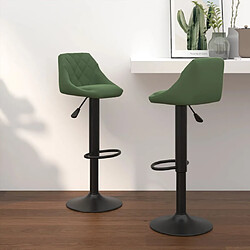 vidaXL Tabourets de bar lot de 2 vert foncé velours