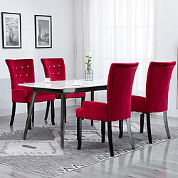 vidaXL Chaises à manger avec accoudoirs lot de 4 rouge velours 