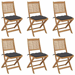 Maison Chic Lot de 6 Chaises pliables de jardin avec coussins - Fauteuil d'extérieur Bois d'acacia -MN49515