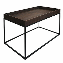 Acheter Mendler Table basse HWC-K71, table basse table d'appoint, bois massif métal 46x110x60cm ~ brun foncé