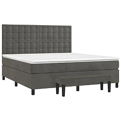 Avis Maison Chic Lit Adulte - Lit simple Lit à sommier tapissier et matelas moelleux - Meuble de Chambre - Gris foncé 160x200cm Velours -MN38904