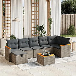 Maison Chic Ensemble Tables et chaises d'extérieur 8 pcs avec coussins,Salon de jardin gris résine tressée -GKD374824