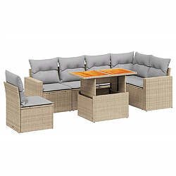 vidaXL Salon de jardin avec coussins 7 pcs beige résine tressée