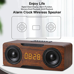 Avis ComfortXL Enceinte bluetooth en bois avec horloge numérique haut-parleur sans fil, prend en charge la lecture bluetooth, aux et carte mémoire - grain de noyer clair