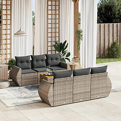 Maison Chic Salon de jardin avec coussins 7 pcs, Ensemble Tables et chaises de jardin, gris résine tressée -GKD943989