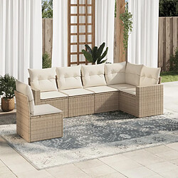 vidaXL Salon de jardin avec coussins 6 pcs beige résine tressée