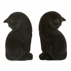 Paris Prix Lot de 2 Serre-Livres Velours Chat 18cm Noir