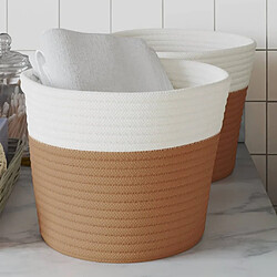 vidaXL Paniers de rangement 2 pcs marron et blanc Ø24x18 cm coton 