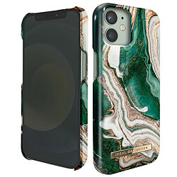 iDeal of Sweden Coque pour iPhone 12 Mini Marbré Luxe Ultra fine Golden Jade Marble Vert Foncé