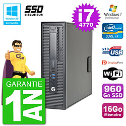 PC HP EliteDesk 800 G1 SFF i7-4770 RAM 16Go SSD 960Go Graveur DVD Wifi W7 · Occasion 