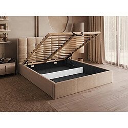 Avis Lit coffre 160 x 200 cm - Velours - Beige + Matelas - MIRDAL de Pascal Morabito