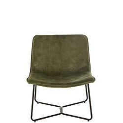 Inside 75 Chaise lounge RATRI velours vert olive, pieds métal noir