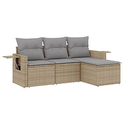 vidaXL Salon de jardin avec coussins 4 pcs beige résine tressée