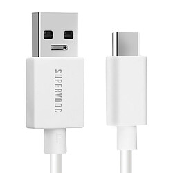 Câble USB vers USB-C Original Oppo SuperVOOC 65W Blanc 1m