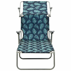 Maison Chic Transat, Chaise longue avec auvent, Bain de soleil acier motif de feuilles