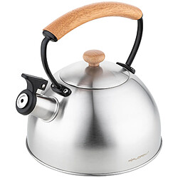 Bouilloire à Induction Théière Sifflet 2,3L Acier Inox. Poignée en Bois, , Argent, Florina, Wooden