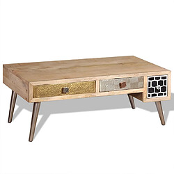 Avis vidaXL Table basse avec tiroirs Bois de manguier massif 105x55x41 cm