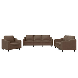 vidaXL Ensemble de canapés 3 pcs avec coussins Marron Tissu