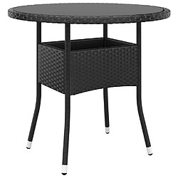 vidaXL Table de jardin Ø80x75 cm Verre trempé/résine tressée Noir