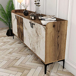 Acheter Hanah Home Buffet en aggloméré 4 portes Venedik noyer + marbre blanc.