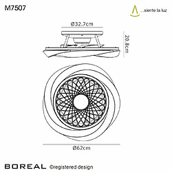 Luminaire Center Plafonnier ventilateur Boreal Argent 1 ampoule 20,8cm