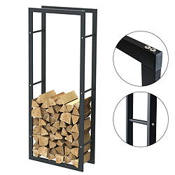 Bcelec HHWPF0004 Rangement à bois en acier noir 150*60*25CM, rack pour bois de chauffage, range-bûches