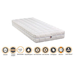 Nuits D'Or Matelas Latex 70% Naturel 180x200 x 21 cm Souple - Déhoussable Housse Lavable - 7 Zones de Confort - Ame Poli Lattex 33 Kg/m3 - Hypoallergénique 