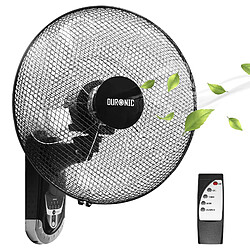 Duronic FN55 BK Ventilateur mural oscillant de 60W - 5 Pâles de 40 cm - Télécommande/Minuterie / 3 Vitesses - Moteur puissant et silencieux - Support mural coulissant montable démontable à la volée