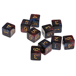 10pcs 6 sided dés d6 dés polyédriques pour les donjons et les dragons jeux de table bleu rouge pas cher