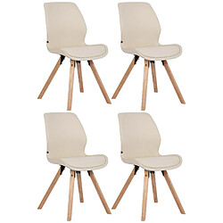 Decoshop26 Lot de 4 chaises de salle à manger design scandinave en tissu crème et pieds en bois clair 10_0001859 